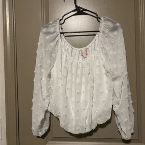 Francesca's Collections White Textured Blouse